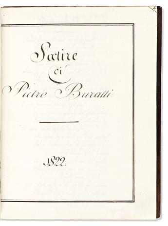 Buratti, Pietro (1772-1832) Satire, Italian Manuscript on Paper.